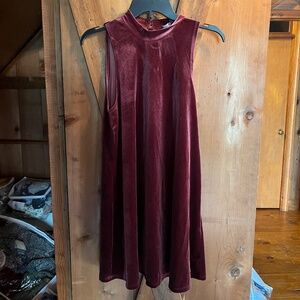 One clothing maroon velvet dress